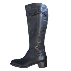 Etienne Aigner B-COLTON BLACK leather Riding boots buckle equestrian western 9M